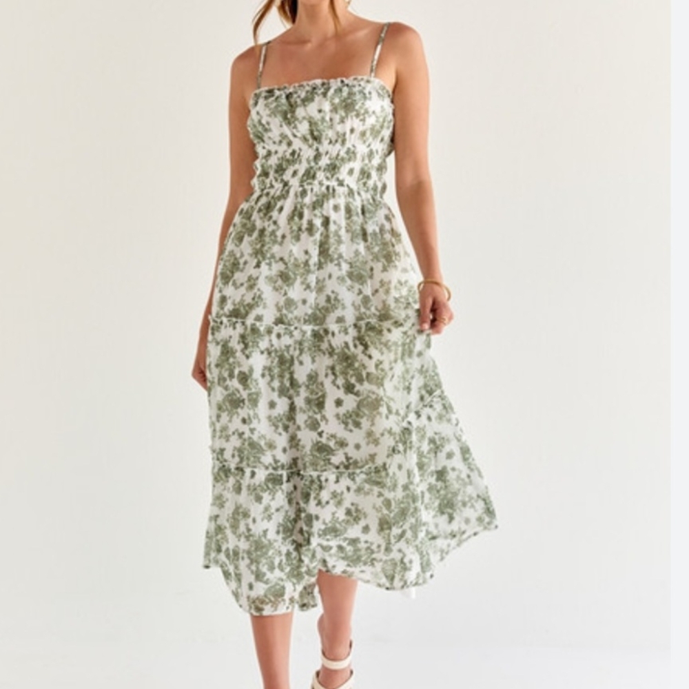 Francesca's - Floral Green Dress